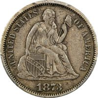 1873 Seated Liberty Dime (10c) Open 3 Obverse Image