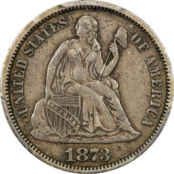 1873 Seated Liberty Dime (10c) Open 3 Obverse Image