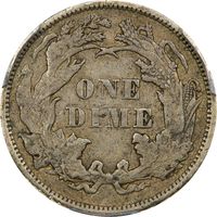 1873 Seated Liberty Dime (10c) Open 3 Reverse Image