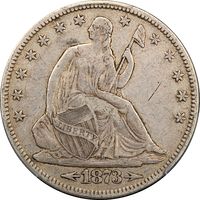 1873 Seated Liberty Half Dollar (50c) Arrows Obverse Image