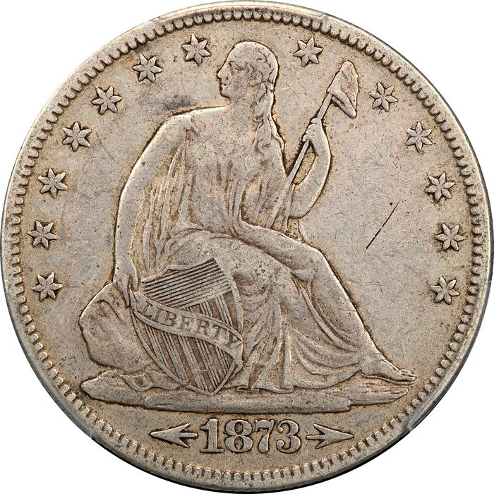 1873 Seated Liberty Half Dollar (50c) Arrows Obverse Image