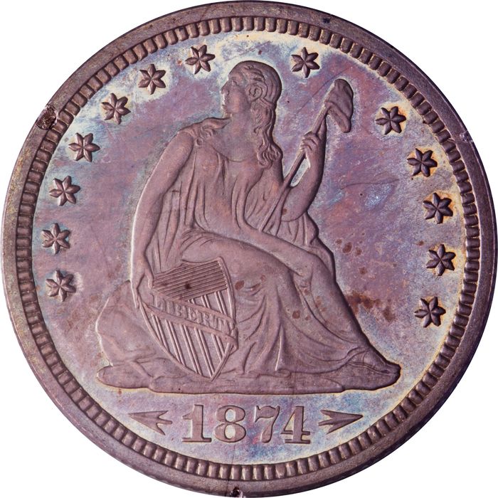 1874 Arrows Seated Liberty Quarter (25c) Rattler Obverse Image