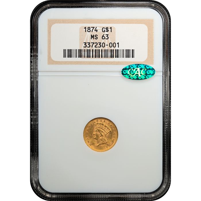 1874 Gold Dollar (G$1) Obverse Slab Image