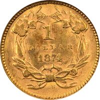 1874 Gold Dollar (G$1) Reverse Image