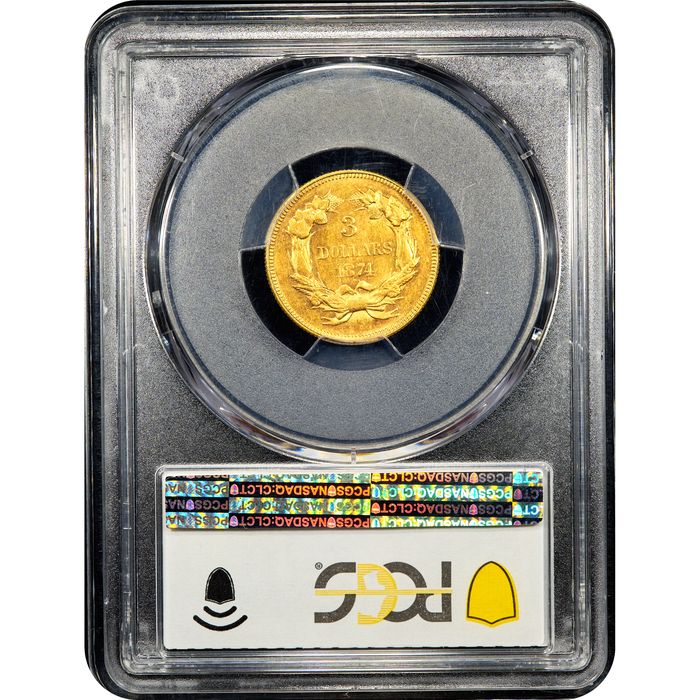 1874 Gold Three Dollars ($3) Reverse Image
