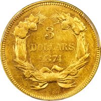 1874 Gold Three Dollars ($3) Photo 4
