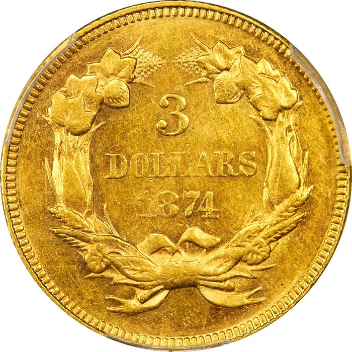 1874 Gold Three Dollars ($3) Photo 4