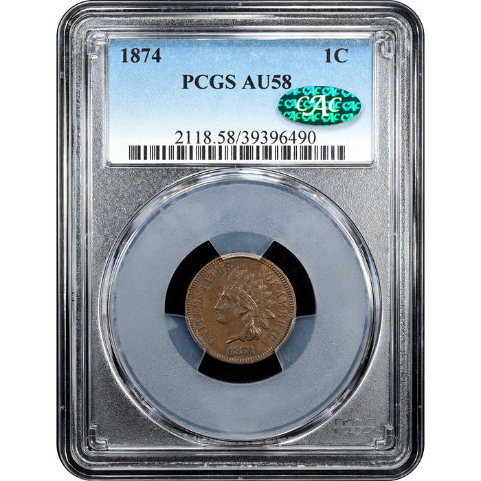 1874 Indian Cent (1c) Obverse Slab Image