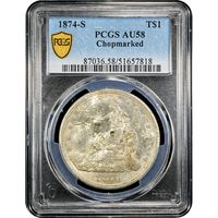 1874-S Trade Dollar ($1) Chopmarked Obverse Slab Image