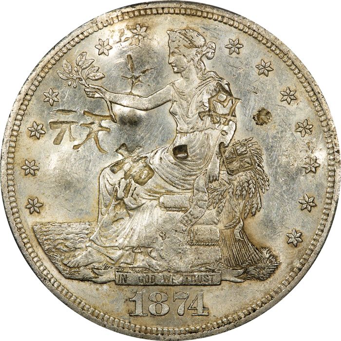 1874-S Trade Dollar ($1) Chopmarked Obverse Image