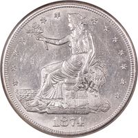 1874-S Trade Dollar (T$1) Chopmarked Obverse Image
