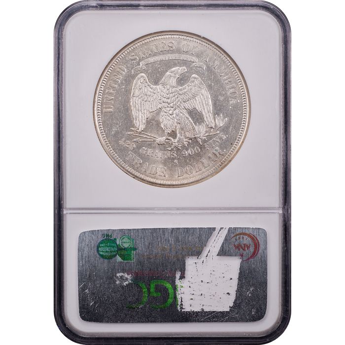 1874-S Trade Dollar (T$1) Chopmarked Reverse Slab Image