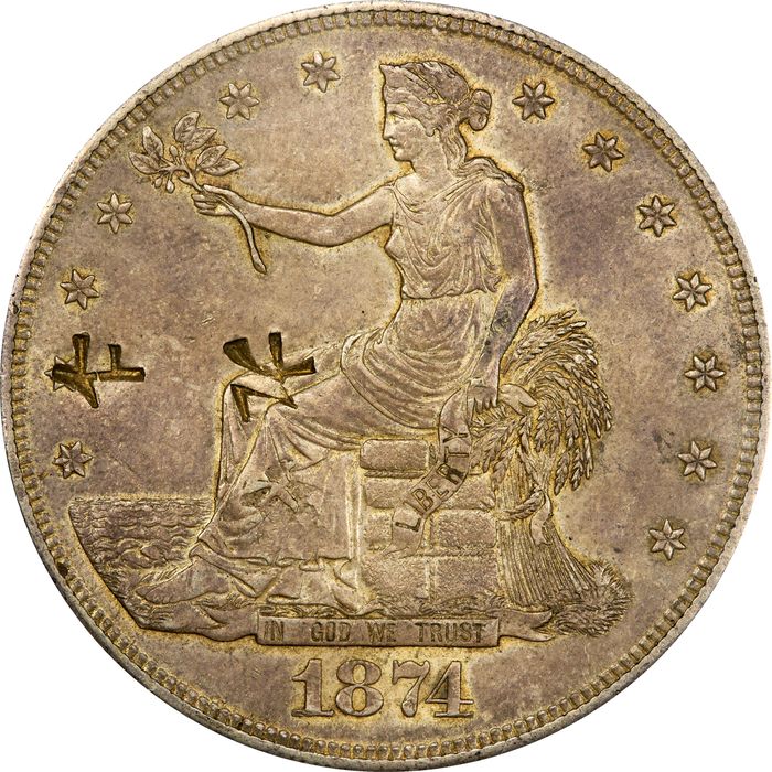 1874-S Trade Dollar (T$1) Chopmarked Photo 3