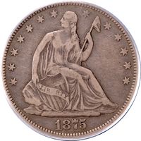 1875-CC Seated Liberty Half Dollar (50c) Photo 3