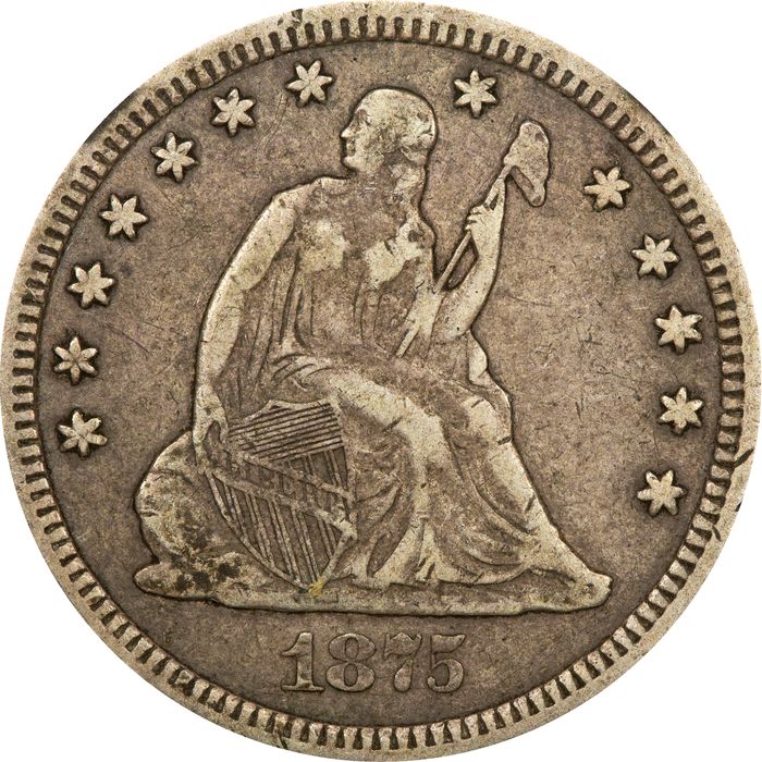 1875-CC Seated Liberty Quarter (25c) Obverse Image