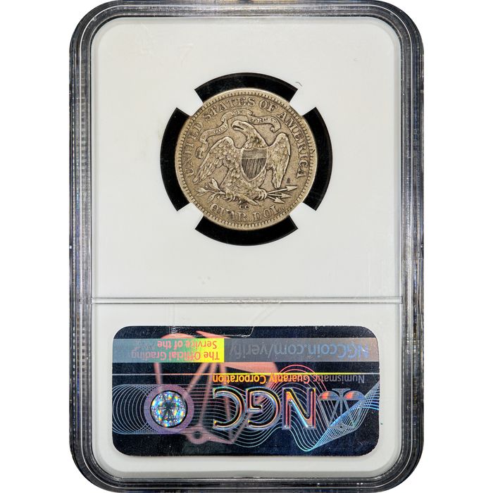 1875-CC Seated Liberty Quarter (25c) Reverse Slab Image