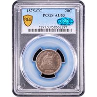 1875-CC Twenty Cents (20c) Obverse Slab Image