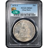 1875-S Trade Dollar ($1) Chopmarked Obverse Slab Image
