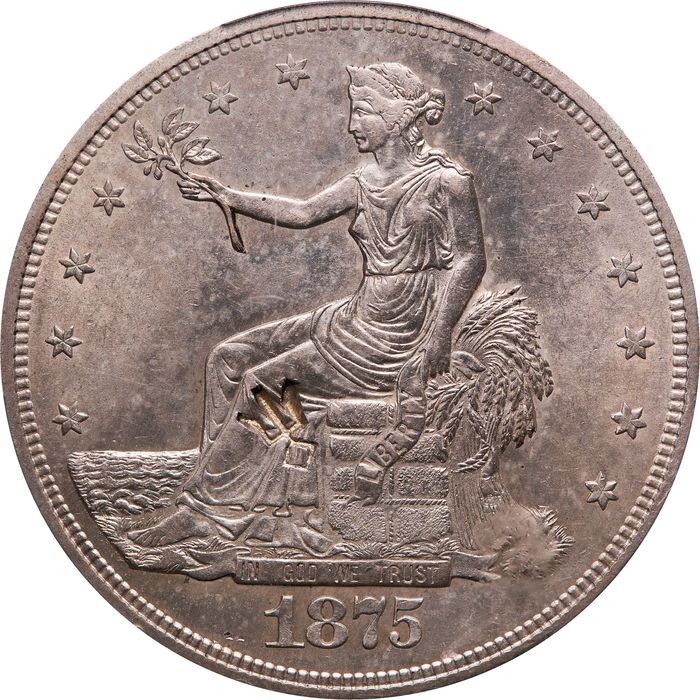1875-S Trade Dollar (T$1) Type-I/II Chopmarked Photo 3