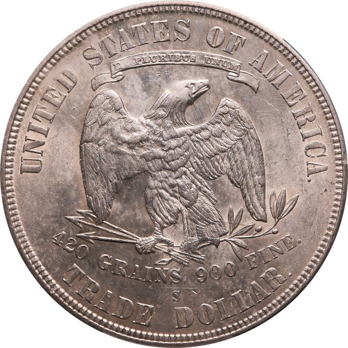 1875-S Trade Dollar (T$1) Type-I/II Chopmarked Photo 4