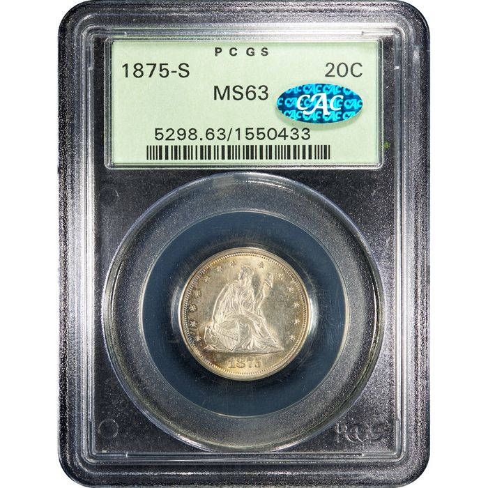 1875-S Twenty Cents (20c) OGH Obverse Slab Image