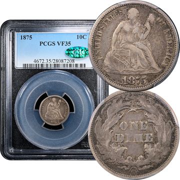 1875 Seated Liberty Dime (10c) Composite Image