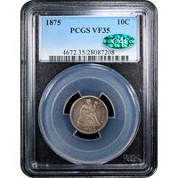 1875 Seated Liberty Dime (10c) Obverse Slab Image