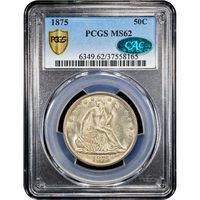 1875 Seated Liberty Half Dollar (50c) Obverse Slab Image