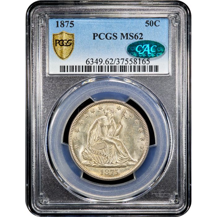 1875 Seated Liberty Half Dollar (50c) Obverse Slab Image