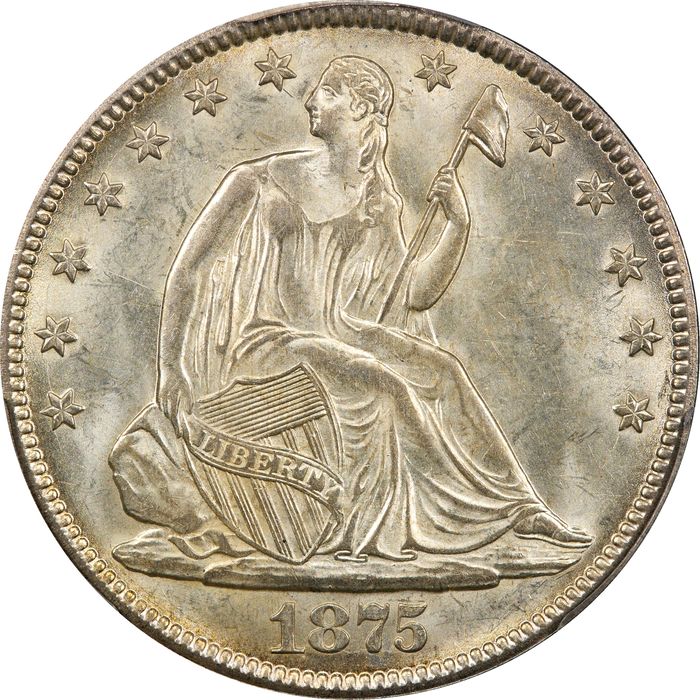 1875 Seated Liberty Half Dollar (50c) Obverse Image