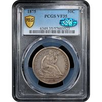 1875 Seated Liberty Half Dollar (50c) Obverse Slab Image