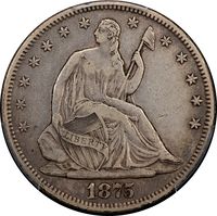 1875 Seated Liberty Half Dollar (50c) Obverse Image