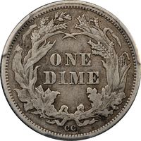 1876-CC Seated Liberty Dime (10c) Reverse Image