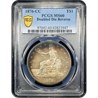 1876-CC Trade Dollar ($1) Doubled Die Reverse  Obverse Image