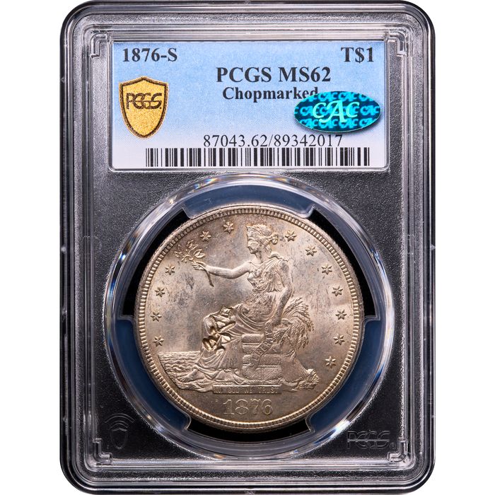 1876-S Trade Dollar (T$1) Chopmarked Obverse Image