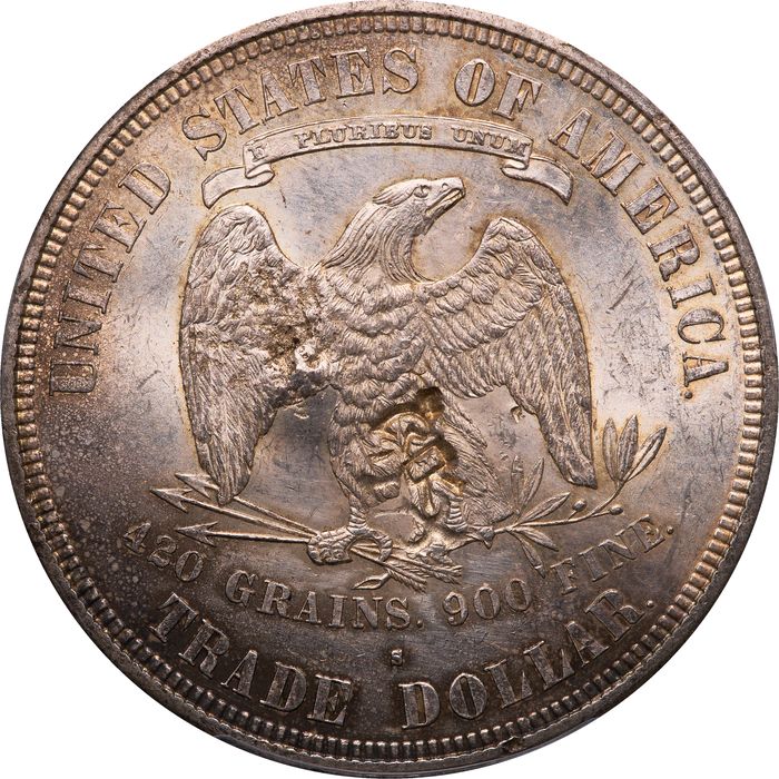 1876-S Trade Dollar (T$1) Chopmarked Photo 4