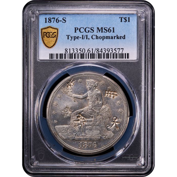 1876-S Trade Dollar (T$1) Type-I/I Chopmarked Obverse Slab Image