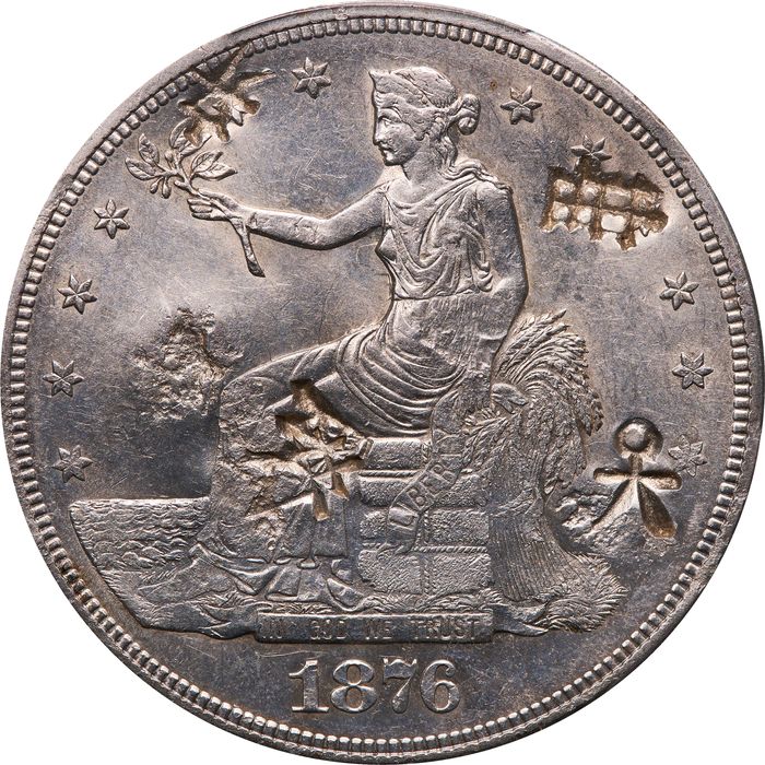 1876-S Trade Dollar (T$1) Type-I/I Chopmarked Obverse Image