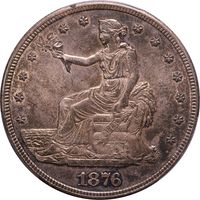 1876-S Trade Dollar (T$1) Type-II/II Chopmarked Obverse Image