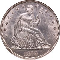 1876 Seated Liberty Half Dollar (50c) Photo 3