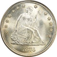 1876 Seated Liberty Quarter (25c) Obverse Image