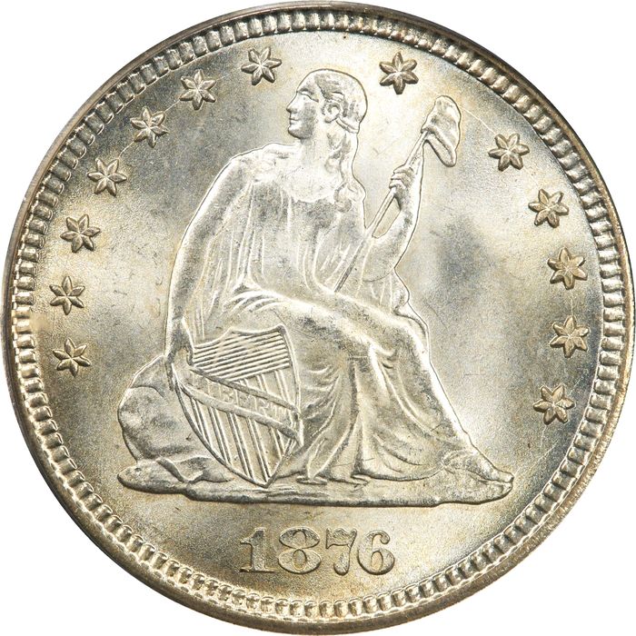 1876 Seated Liberty Quarter (25c) Obverse Image