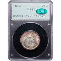 1876 Seated Liberty Quarter (25c) Rattler Obverse Image