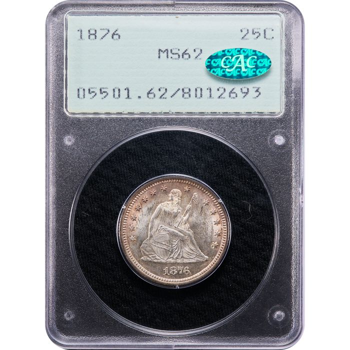 1876 Seated Liberty Quarter (25c) Rattler Obverse Image