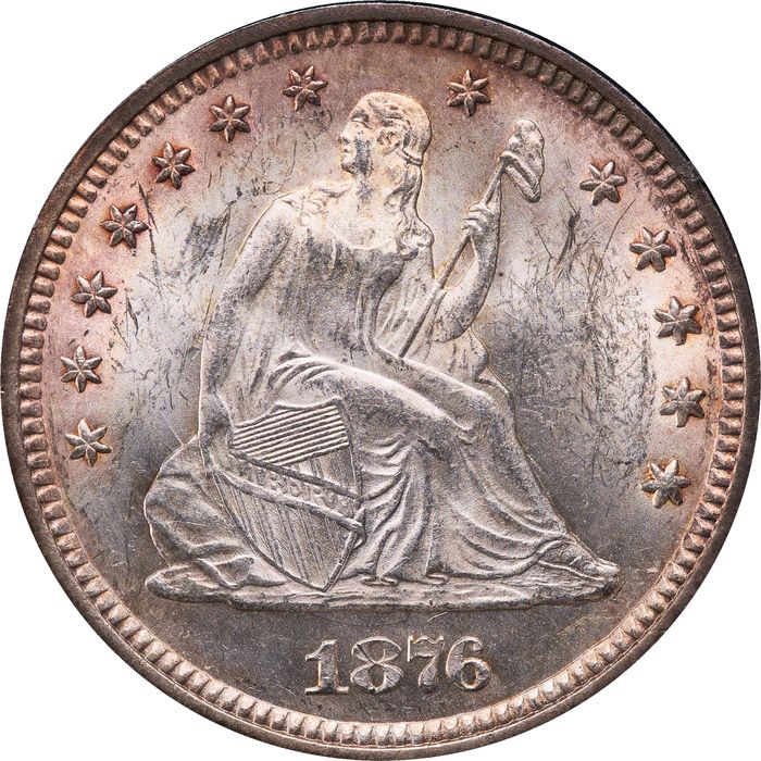 1876 Seated Liberty Quarter (25c) Rattler Photo 3