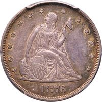 1876 Twenty Cents (20c) Photo 3