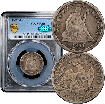1877-CC Seated Liberty Quarter (25c) Composite Image
