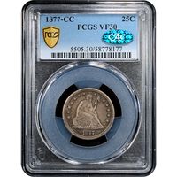 1877-CC Seated Liberty Quarter (25c) Obverse Slab Image