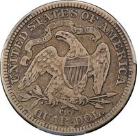 1877-CC Seated Liberty Quarter (25c) Reverse Image