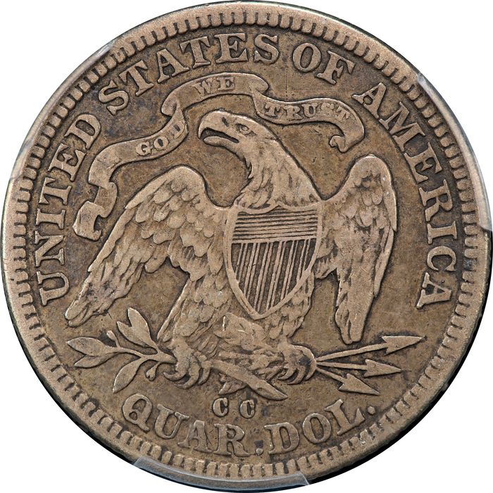 1877-CC Seated Liberty Quarter (25c) Reverse Image